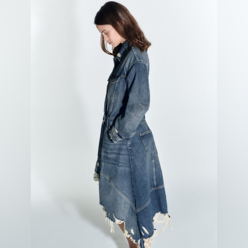 Zara Ripped Denim Jacket Dress - Picture 4 of 15